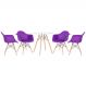 Mesa redonda Eames 70 cm + 4 cadeiras Eiffel DAW Mesa branco com cadeiras roxo