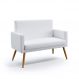 Poltrona Namoradeira Vega Com Rodapé Couro Artificial Branco Aradecor