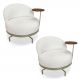 Kit 2 Poltronas Decorativa Andromeda Linho Bouclê Bege Pérola Base Giratória de Ferro - Pallazio
