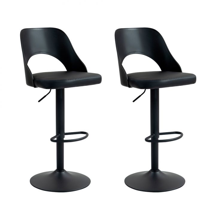 Conjunto com 2 Banquetas Giratórias Riva Preto