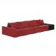 Sofá Ilha 4 Lugares Living 512cm Modulado Sala Lary Veludo Vermelho/PU Pto K01 - D'Rossi