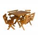 Conjunto Mesa 1m 2 Bancos | Banquetas e 2 Cadeiras Madeira Maciça Eucalipto