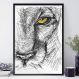 Quadro Decorativo Esboço do Leão com Olhos Amarelo-24x34Cm