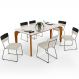Mesa Capri 160cm Off White Com 6 Cadeiras Allana B05 Faixa Corano Preto Linho Champagne - Lyam Decor