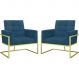 2 Poltronas com Base de Ferro Dourada Reforçada para Recepção MOBLAN decor