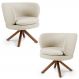 Kit 02 Poltronas Decorativas Melissa Base Giromad Giratória C-107 Linho Bege - Domi