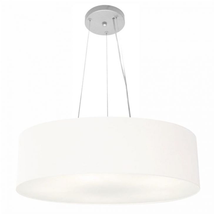 Pendente Cilíndrico Md-4190 Cúpula em Tecido 55x15cm Branco - Bivolt