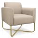 Poltrona Decorativa Base Industrial X Dourada Maressa S03 Suede Bege - Ibiza