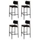 Banqueta Alta Bar Estofada Kit 4 Ella M25 Sintético Preto - Mpozenato
