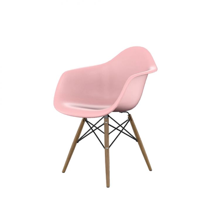 Cadeira Eames Arm DSW Rosa e Madeira