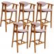 Kit 05 Banquetas Alta Para Cozinha Bancada Bar Sala de Jantar Fixa Cecília L02 Suede Rosê - Lyam