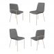 Conjunto 4 Cadeiras Malu Couro Cinza Metal Champanhe