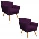 kit 02 Poltronas Laura Palito Mel Suede Roxo - Amarena Móveis