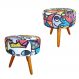 Kit 2 Puffs Bali Decorativo Estampa Romero Brito Kasa Sofá