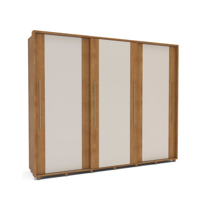 Image of Guarda-roupa Casal Sevilha Flex 3 Portas 4 Gavetas Off White E Freijó PLA-MO895CL20OELMOB