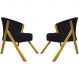 Kit 2 Poltronas Decorativa Para Sala Recepção You Suede Preto Braça Amadeirada