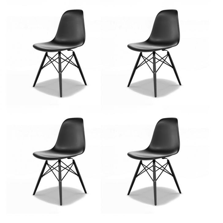 Conjunto com 4 Cadeiras Eames DSW Preto