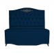 Cabeceira mais Calçadeira Casal Queen 160cm Para Cama Box Greta Suede Azul Marinho - DS Estofados