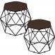 Kit 02 Puffs Decorativo Aramado Preto Six L02 Suede Marrom - Lyam Decor