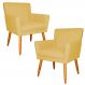 Kit 2 Poltronas Decorativa para Sala de Estar Cecília Suede Amarelo - Montanaris Decor