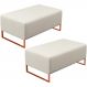 Kit 02 Puffs Decorativo Sala De Estar Cléo 90cm W01 Base Ferro Cobre Linho Champagne - Lyam Decor
