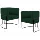 Kit 02 Poltronas Decorativas Fixa Base de Aço Preto Betina D02 Veludo Verde Musgo C-303 - Lyam Decor