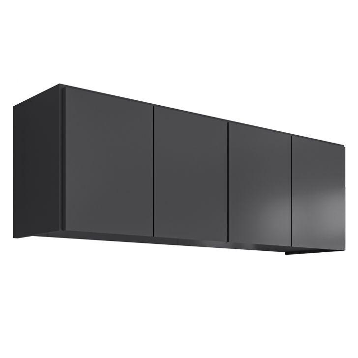 Armário de Cozinha Aéreo 118cm 4 Portas Monna Grafite Z34     - Mpozenato