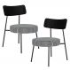 Kit 02 Poltronas Decorativa Sala De Estar Fixa Londres L02 Couríssimo Preto Pied Poule - Lyam Decor