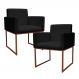 Kit 2 Poltronas Decorativa Base De Ferro Bronze Veludo Preto - Montanaris Decor