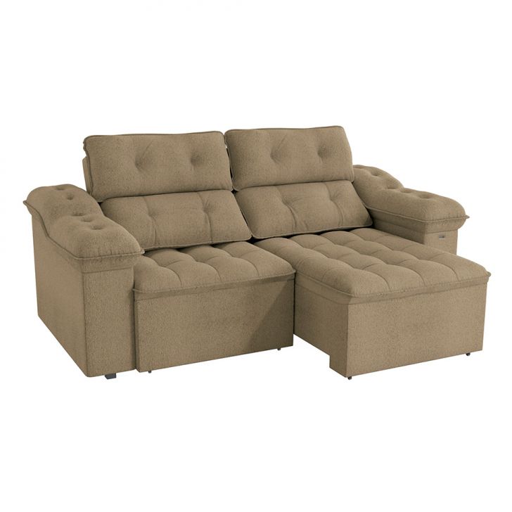 Image of Sofá 4 Lugares Retrátil E Reclinável Sierra Bouclé Fendi PLA-KA161UP20KGPMOB