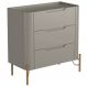 Mesa De Cabeceira Orgânica 3 Gavetas Pés Industrial Dourado Bliss I03 Grigio - Lyam Decor