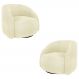 Kit 2 Poltronas Decorativas Jenny Base Giratória em Metal Preto Bouclê Off White G45 - Gran Belo