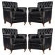 Kit 04 Poltronas Decorativas Sala de Estar Níger Pés Príncipe Couro Preto G58 - Gran Belo