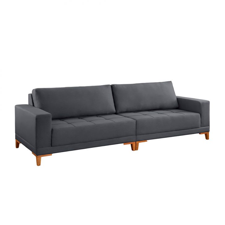 Sofá 4 Lugares Volga Plus Veludo Grafite 280 Cm