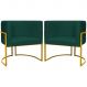 Kit 2 Poltronas Decorativa Para Sala Recepção Manicure Consultório Luna Suede Verde Base de Ferro Dourado