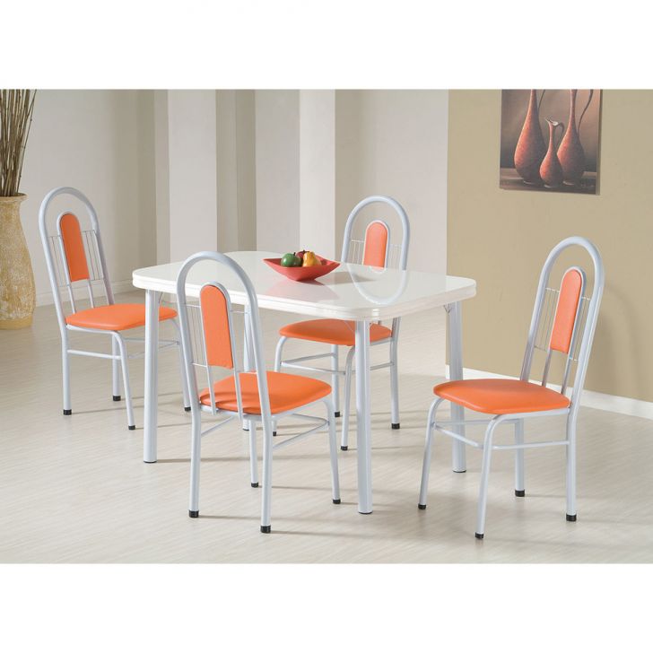 Conjunto De Mesa Com 4 Cadeiras OrquÃdea Branco
