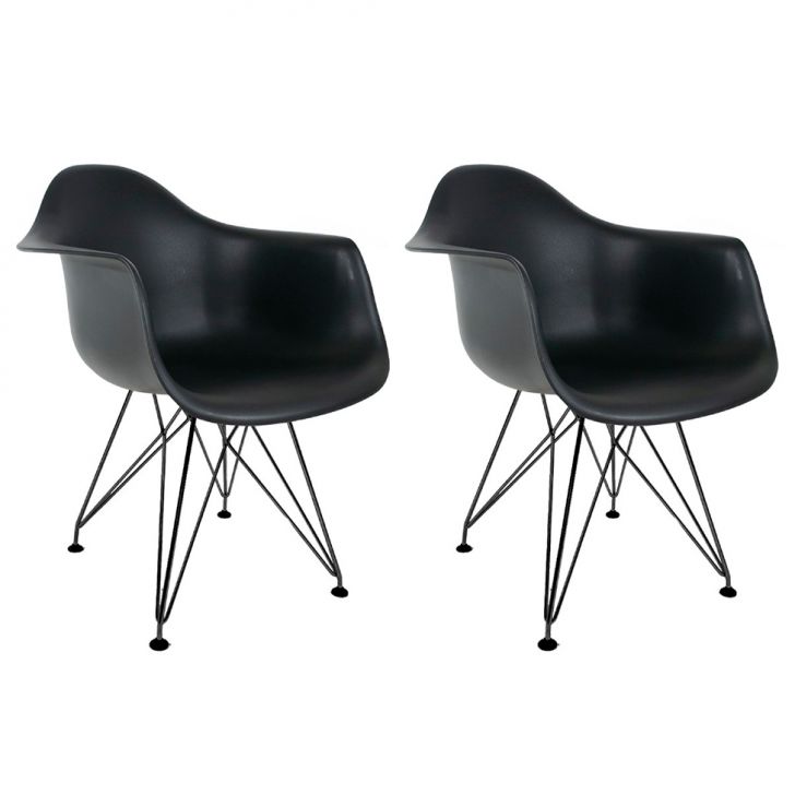 Conjunto com 2 Cadeiras Eiffel Preto
