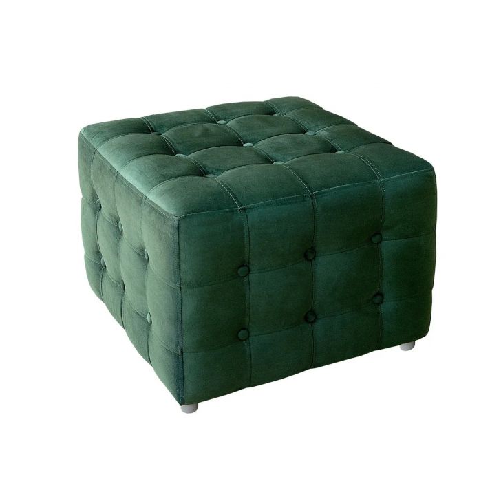 Puff Quadrado Capitonê - Veludo Verde