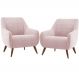 Kit 02 Poltronas Decorativa Fixa Pés de Madeira Paloma D02 Veludo Rosê C-305 - Lyam Decor