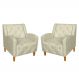 Kit 02 Poltronas Decorativas Munique Pés Trapézio Suede Bege - DS Estofados