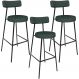 Kit 03 Banquetas Alta Bar Cozinha Sala De Jantar Em Aço Milão L02 Linho Verde Musgo - Lyam Decor