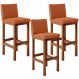 Kit 03 Banquetas Altas Para Cozinha Sala De Jantar Fixa Alya L02 Tecido Terracota - Lyam Decor
