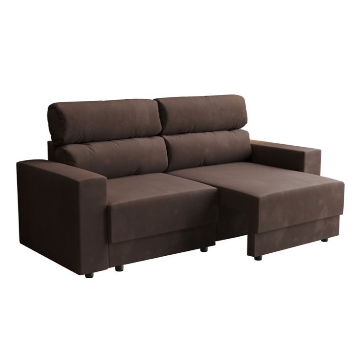 Sofá 3 Lugares Retrátil E Reclinável Porto Alegre Suede Marrom 180 Cm