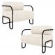 Poltrona Decorativa para Sala Industrial Kit 2 Kira Z08 Boucle Bege - Mpozenato
