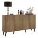 Aparador Buffet 4 Portas Retrô Veneza Multimóveis V3556 Rustic/Preto