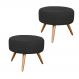 Combo 02 Puffs Banqueta Redondo Classic Suede Preto - DS Estofados