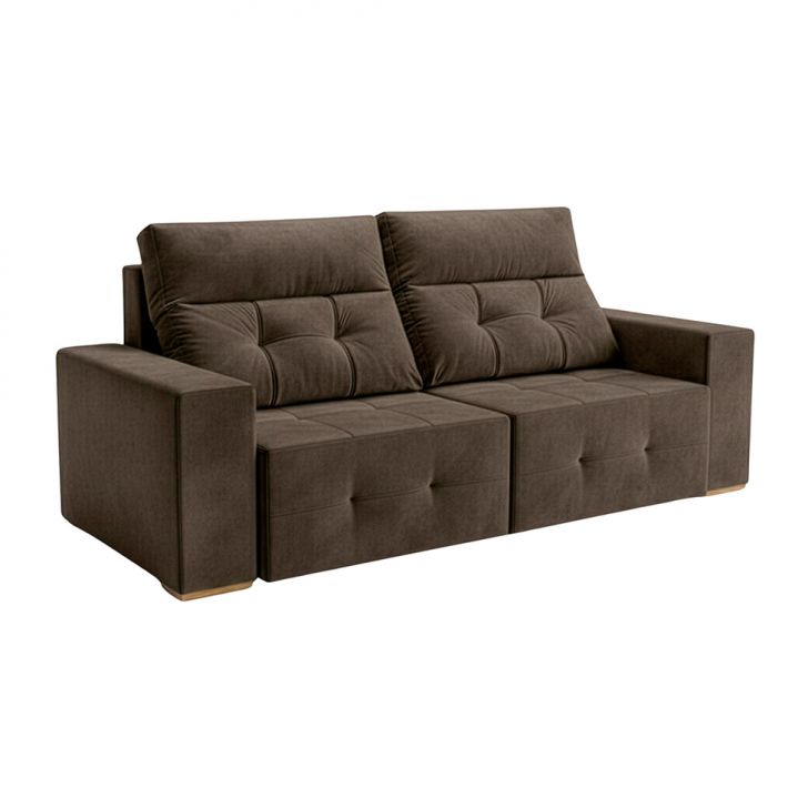 Sofá 4 Lugares Retrátil E Reclinável Roma Suede Marrom