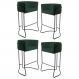 Kit 4 Banquetas Decorativas Base Aço Preto Betina C-117 Linho Verde Musgo - Domi