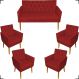 Kit Namoradeira + 4 Poltronas Decorativas Para Sala Nina Com Base E Capitonê Suede Bordô Pé Castanho - Clique E Decore