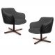 Kit 02 Poltronas Decorativas Jade Base Xis Giratória C-416 Corano Tressê Linho Cinza Escuro - Domi